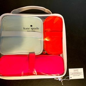 Kate spade Clear travel case w/3 small travel bags